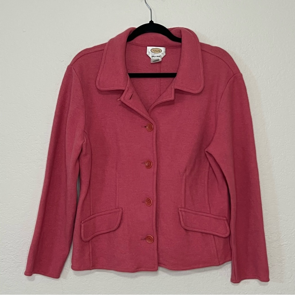VTG Talbots Alpaca Wool Blend Pink Blazer Women’s Large‎ Barbiecore Peru Office